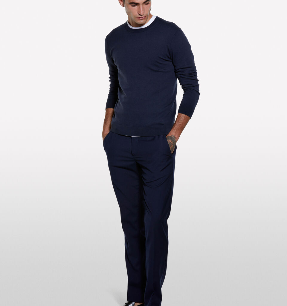 Camisola de gola redonda azul-escuro - camisolas gola redonda para homem - Azul-Escuro | Sisley image number 1